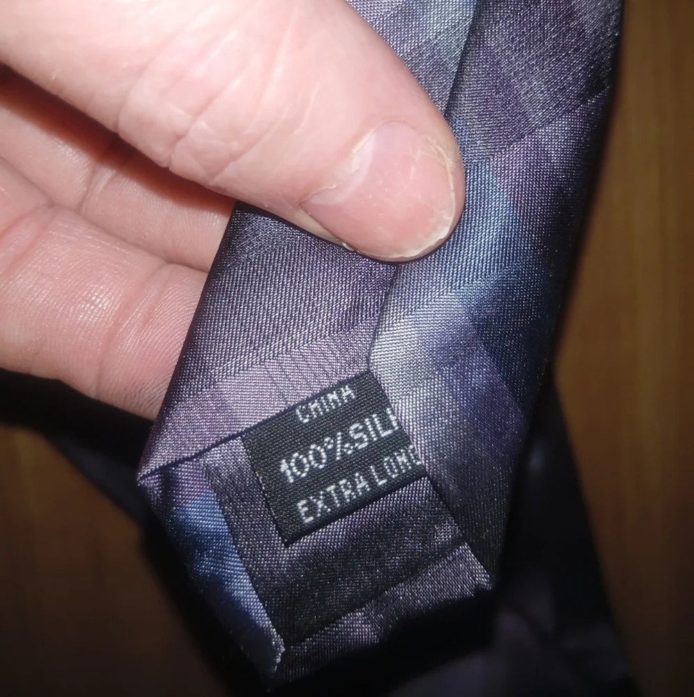 Calvin Klein Purple Blue Plaid 100% Silk Extra Long Neck Tie